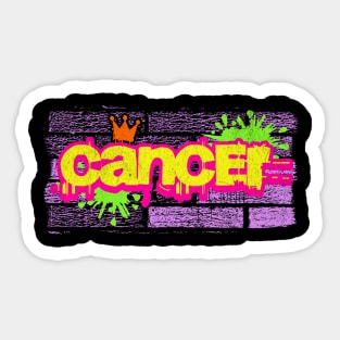 Cancer Zodiac Retro 80s Graffiti Birthday Astrology Neon Sticker